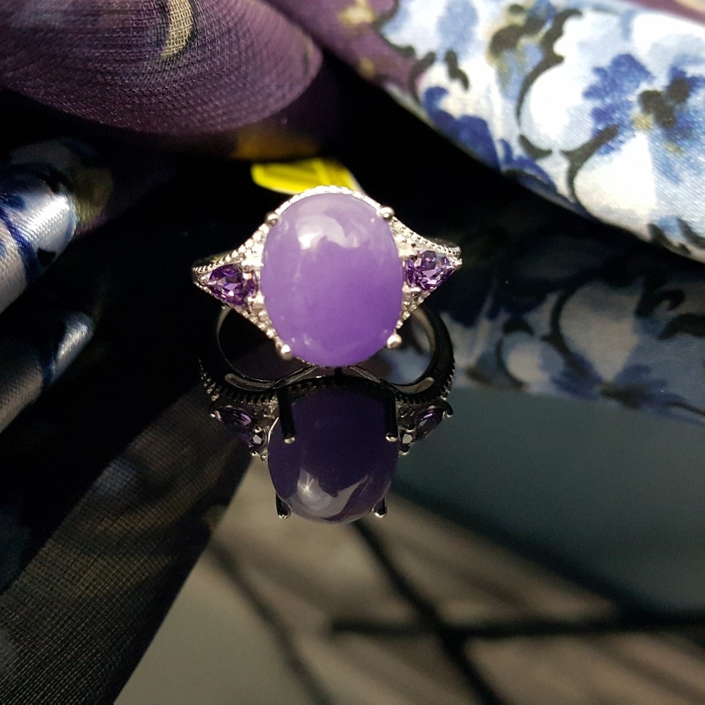 Burmese Purple Jade n Purple CZ - Picture 5 of 8